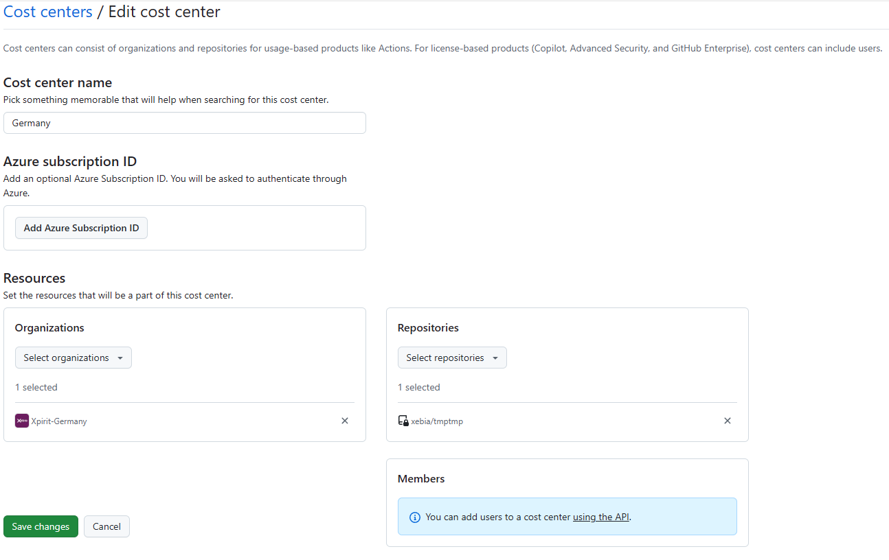 In the Enterprise Admin portal, you can assign Organizations and Repositories to Cost Centers. Members can only be assigned through the API.