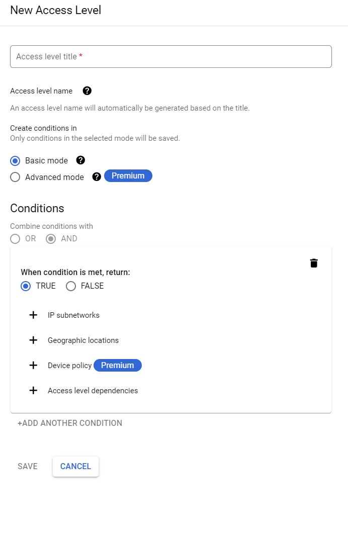 Create Access Level