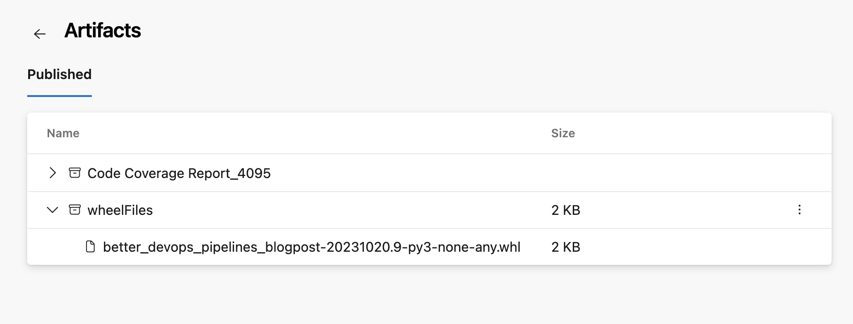 Build artifact wheel file